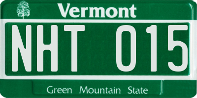 VT license plate NHT015