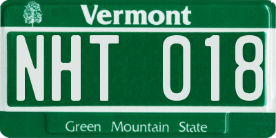 VT license plate NHT018