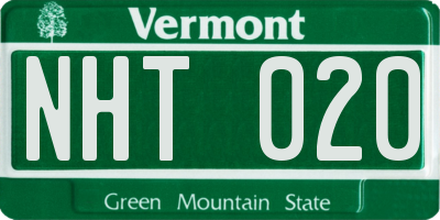 VT license plate NHT020