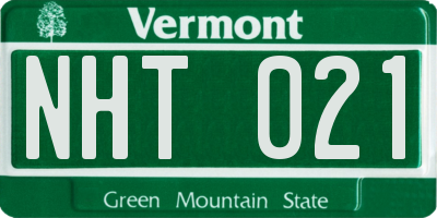 VT license plate NHT021