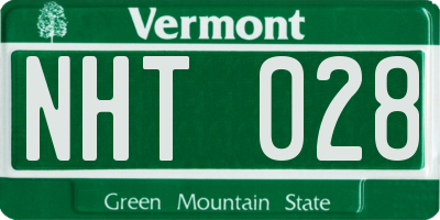 VT license plate NHT028