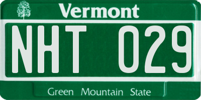 VT license plate NHT029