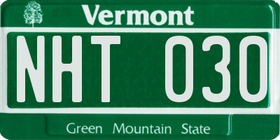 VT license plate NHT030