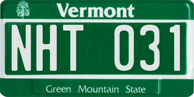 VT license plate NHT031