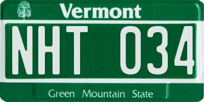 VT license plate NHT034