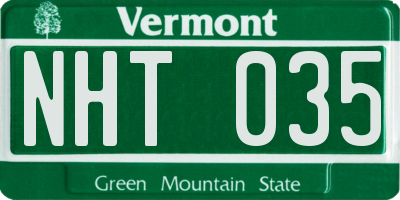 VT license plate NHT035
