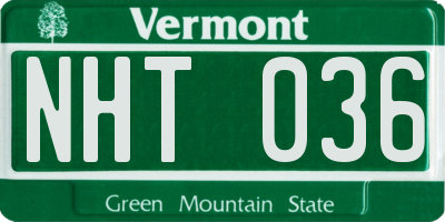 VT license plate NHT036