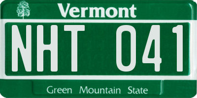 VT license plate NHT041