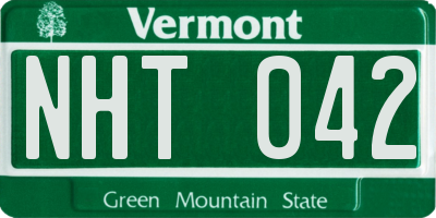 VT license plate NHT042