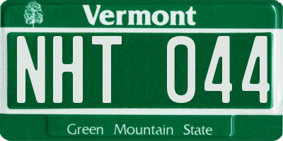 VT license plate NHT044