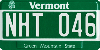 VT license plate NHT046