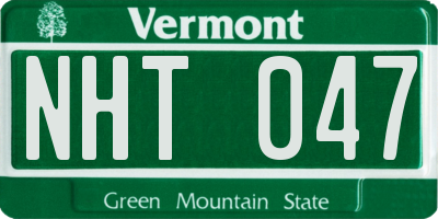 VT license plate NHT047