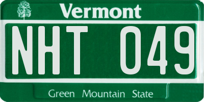 VT license plate NHT049