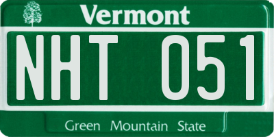 VT license plate NHT051