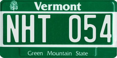 VT license plate NHT054