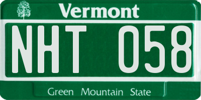 VT license plate NHT058