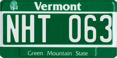 VT license plate NHT063