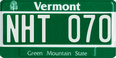VT license plate NHT070