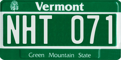 VT license plate NHT071