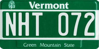 VT license plate NHT072