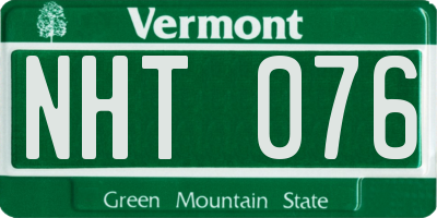 VT license plate NHT076