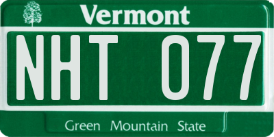 VT license plate NHT077