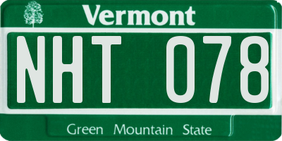 VT license plate NHT078