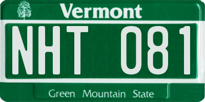 VT license plate NHT081
