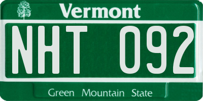VT license plate NHT092