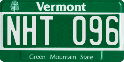 VT license plate NHT096