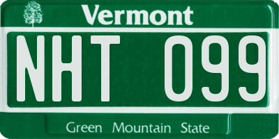 VT license plate NHT099
