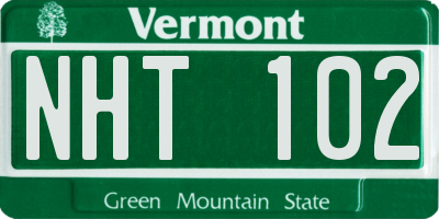 VT license plate NHT102