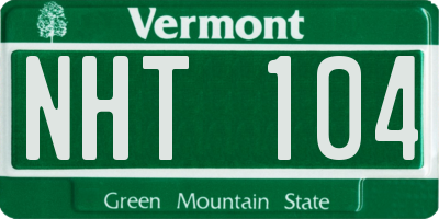 VT license plate NHT104