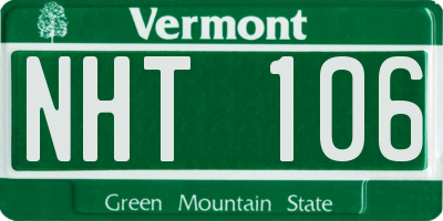 VT license plate NHT106