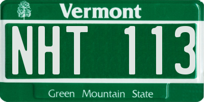 VT license plate NHT113