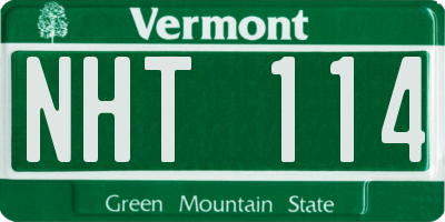 VT license plate NHT114