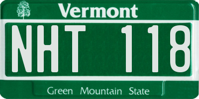 VT license plate NHT118