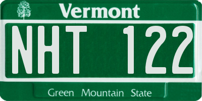 VT license plate NHT122