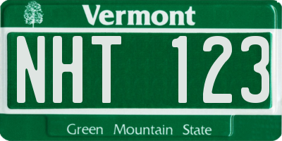 VT license plate NHT123