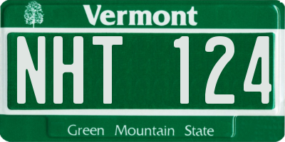 VT license plate NHT124