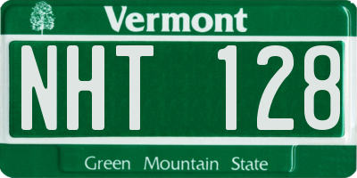 VT license plate NHT128