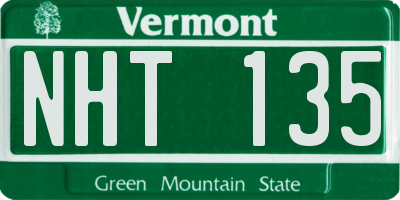 VT license plate NHT135