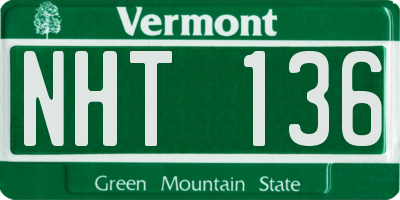 VT license plate NHT136