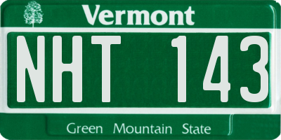 VT license plate NHT143