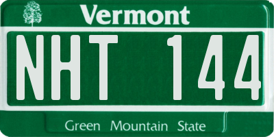 VT license plate NHT144