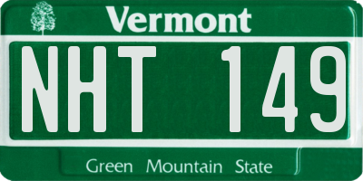 VT license plate NHT149