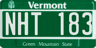 VT license plate NHT183