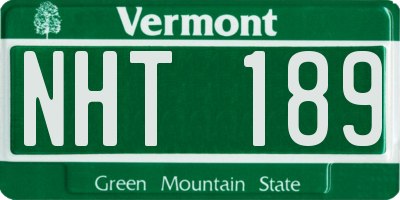 VT license plate NHT189