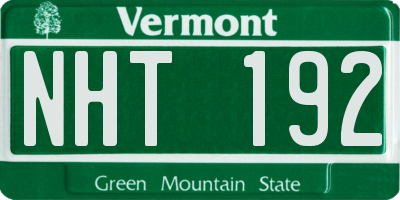 VT license plate NHT192