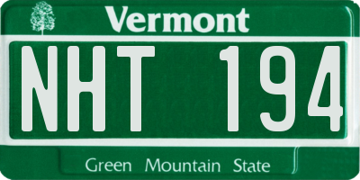 VT license plate NHT194